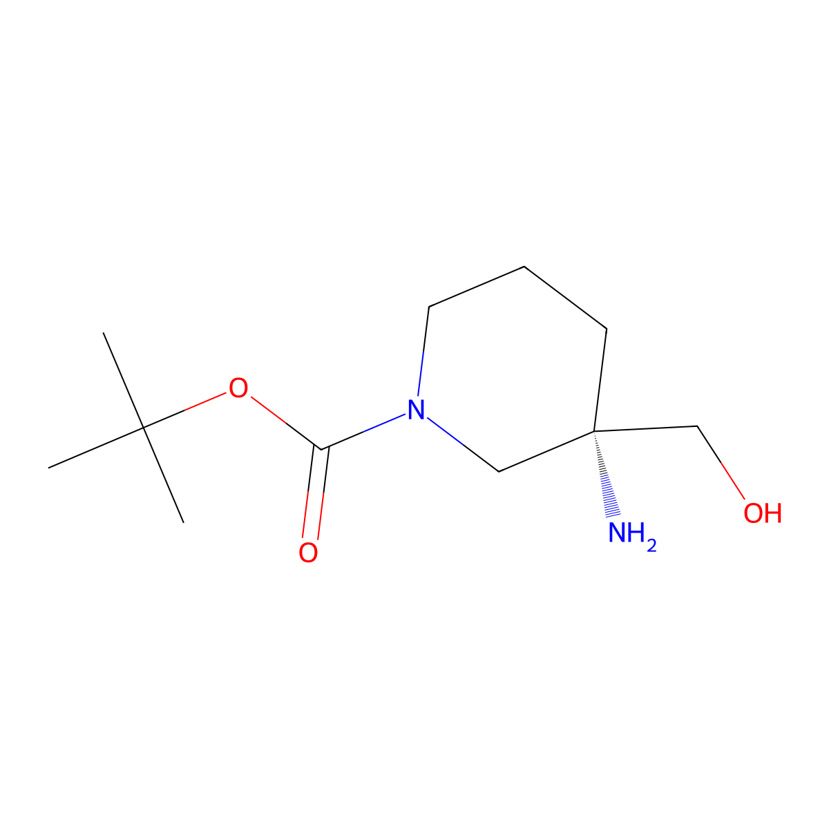 tert-butyl (3S)-3-amino-3-(hydroxymethyl)piperidine-1-carboxylate molecular structure, CAS 2165819-60-1