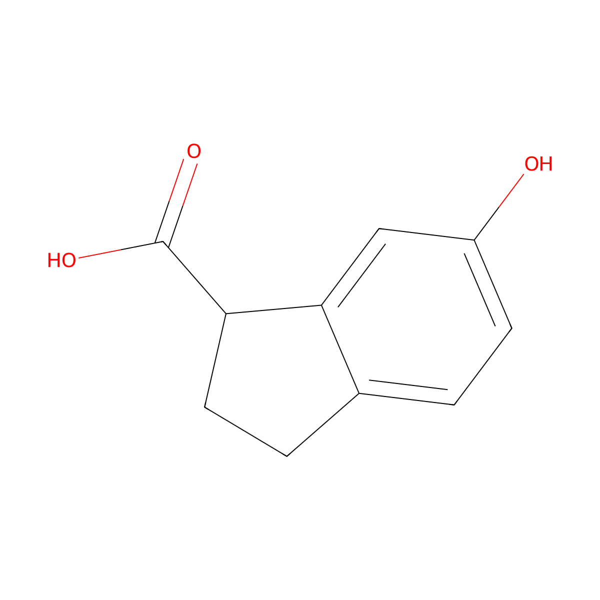 6-Hydroxy-2,3-dihydro-1H-indene-1-carboxylic acid molecular structure, CAS 216582-47-7