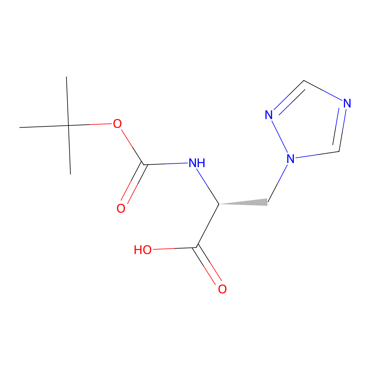 (2R)-2-{[(tert-butoxy)carbonyl]amino}-3-(1H-1,2,4-triazol-1-yl)propanoic acid molecular structure, CAS 2165821-76-9