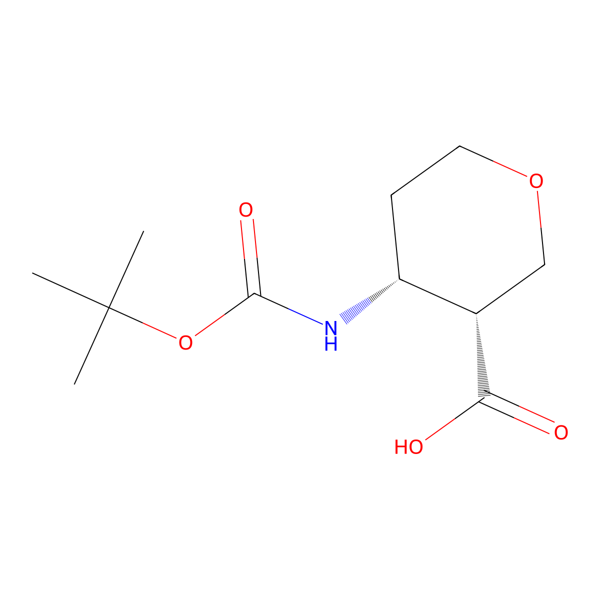 (3R,4R)-4-((tert-Butoxycarbonyl)amino)tetrahydro-2H-pyran-3-carboxylic acid molecular structure, CAS 2165826-08-2