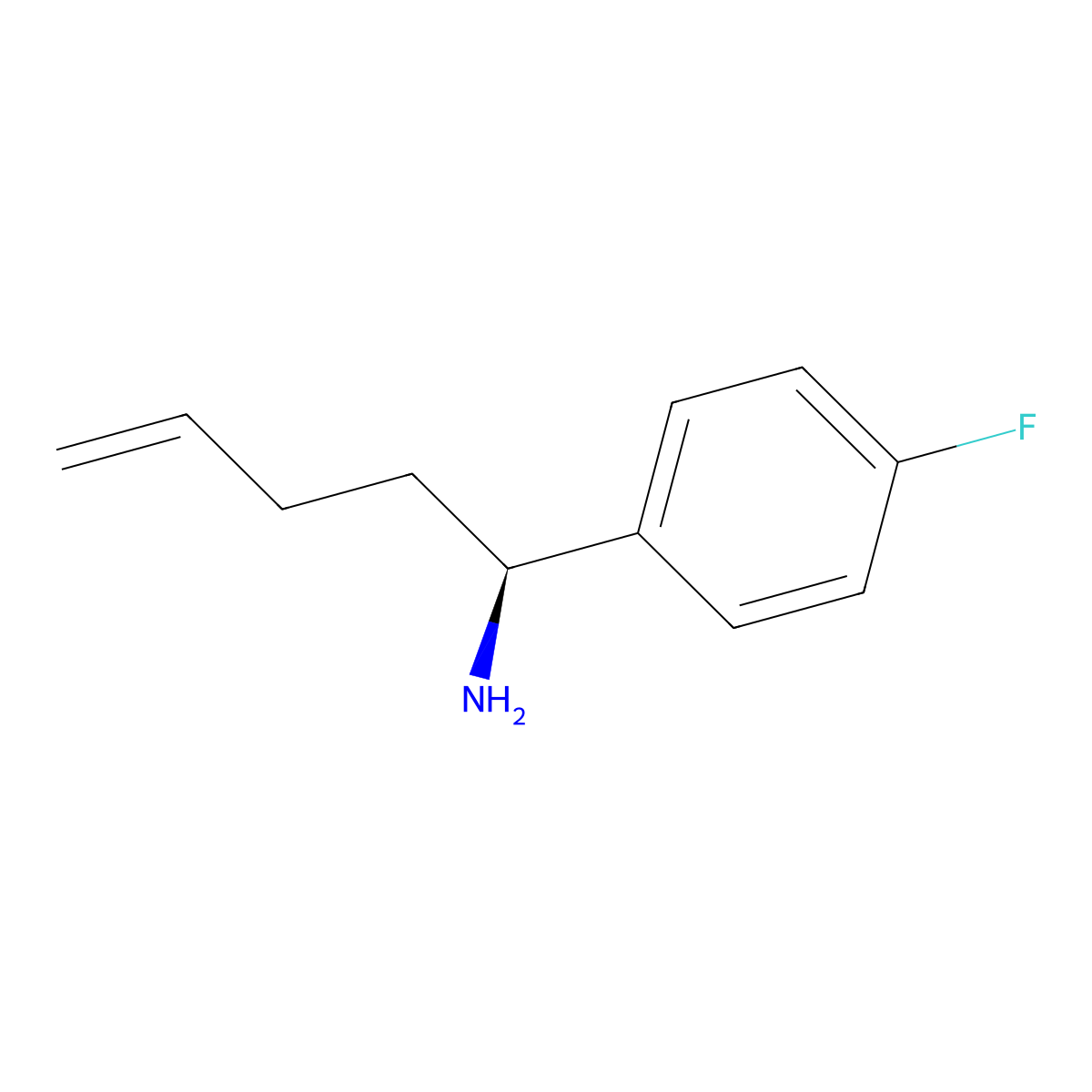 (1S)-1-(4-fluorophenyl)pent-4-en-1-amine molecular structure, CAS 2165833-78-1
