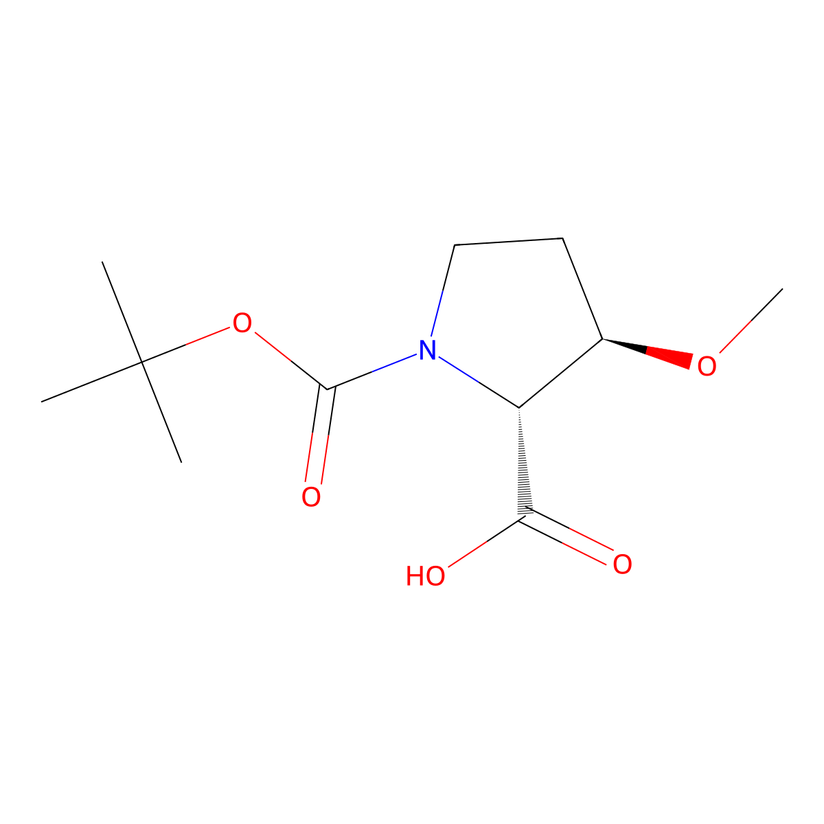 (2R,3R)-1-[(tert-Butoxy)carbonyl]-3-methoxypyrrolidine-2-carboxylic acid molecular structure, CAS 2165837-51-2