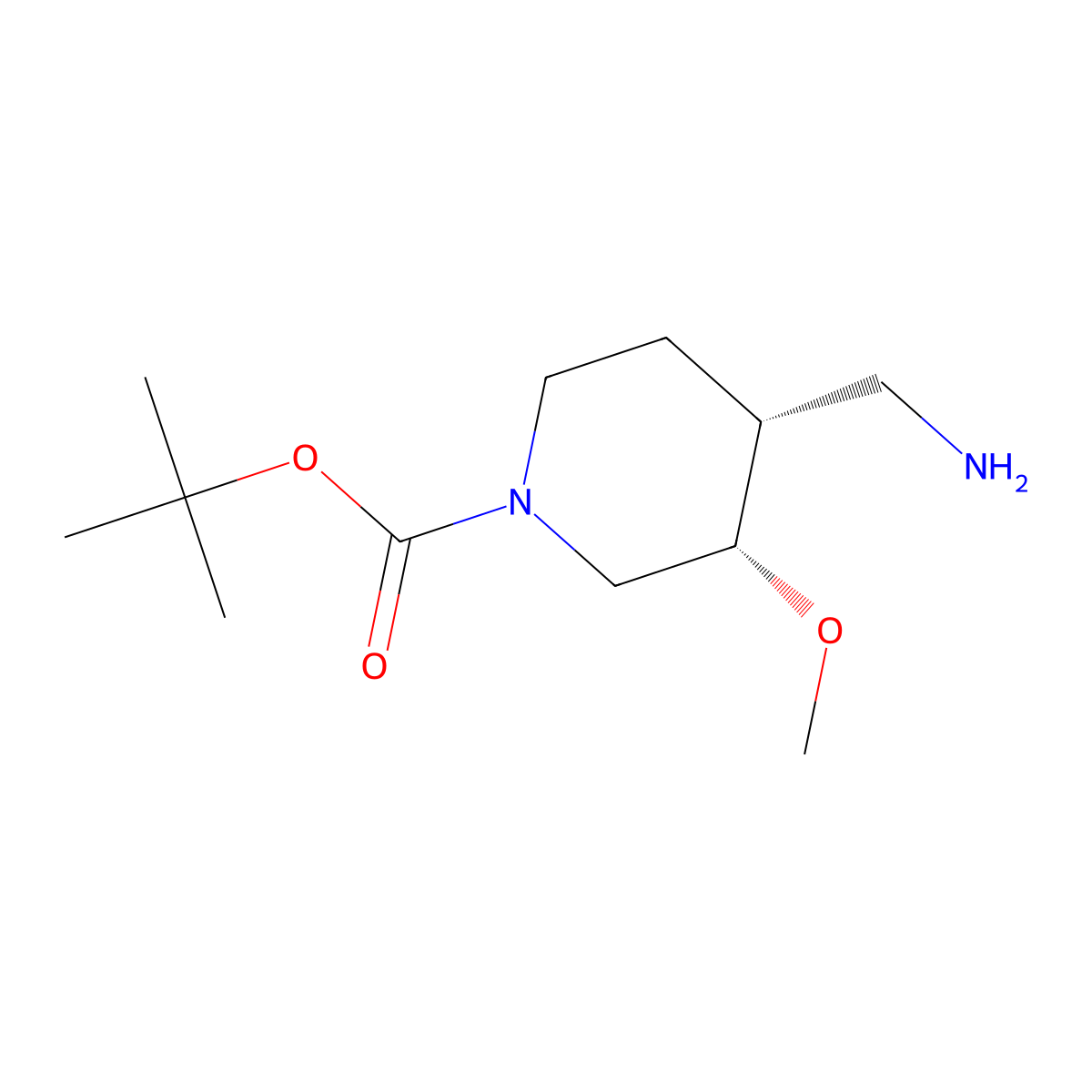 tert-Butyl (3S,4R)-4-(aminomethyl)-3-methoxypiperidine-1-carboxylate molecular structure, CAS 2165846-30-8