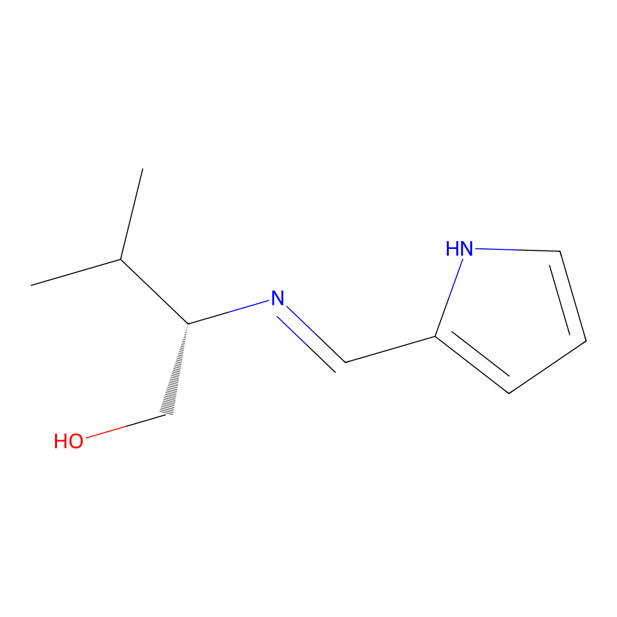 (2S)-3-Methyl-2-[(E)-(1H-pyrrol-2-ylmethylene)amino]-1-butanol molecular structure, CAS 2165849-21-6
