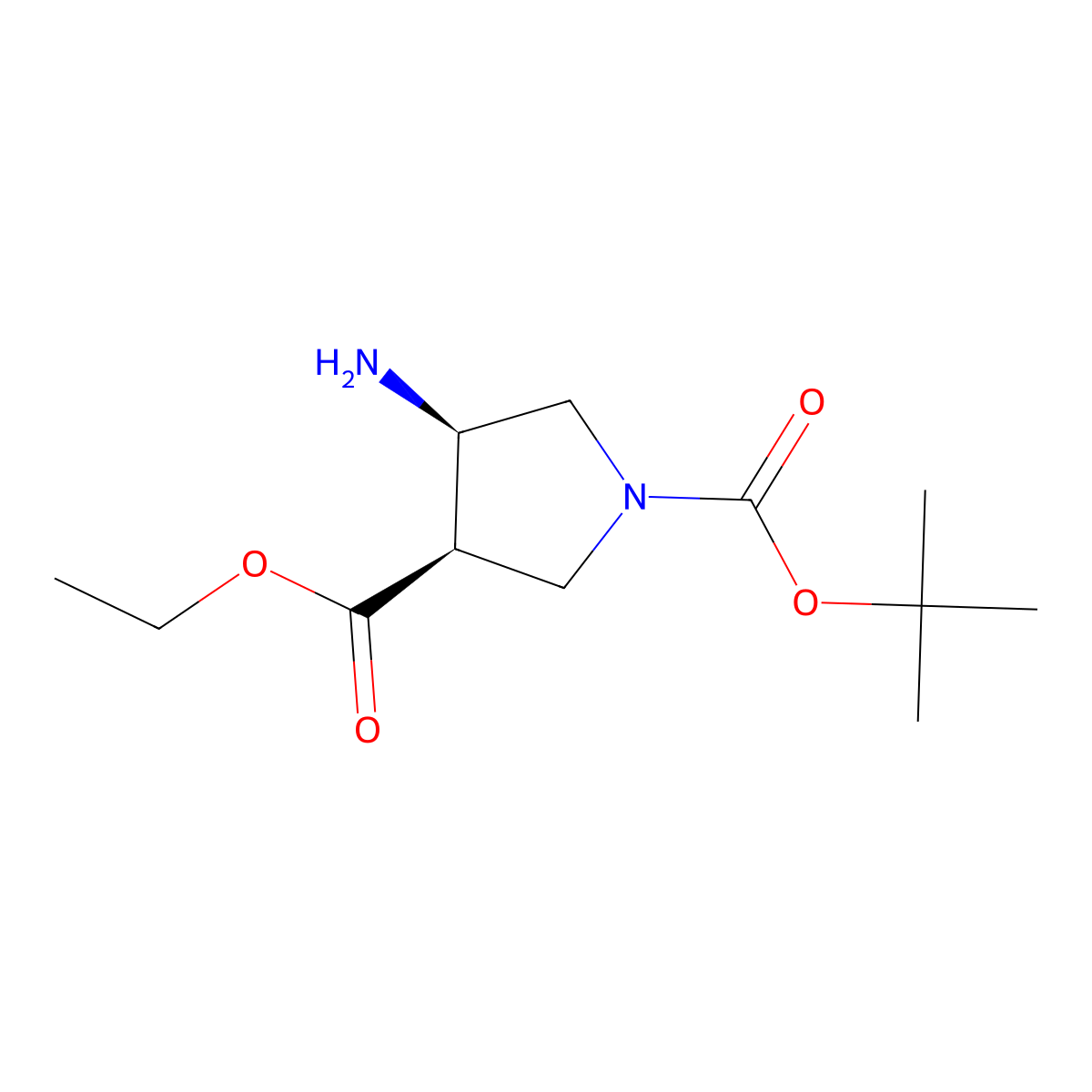 (3R,4R)-1-tert-Butyl 3-ethyl 4-aminopyrrolidine-1,3-dicarboxylate molecular structure, CAS 2165860-18-2