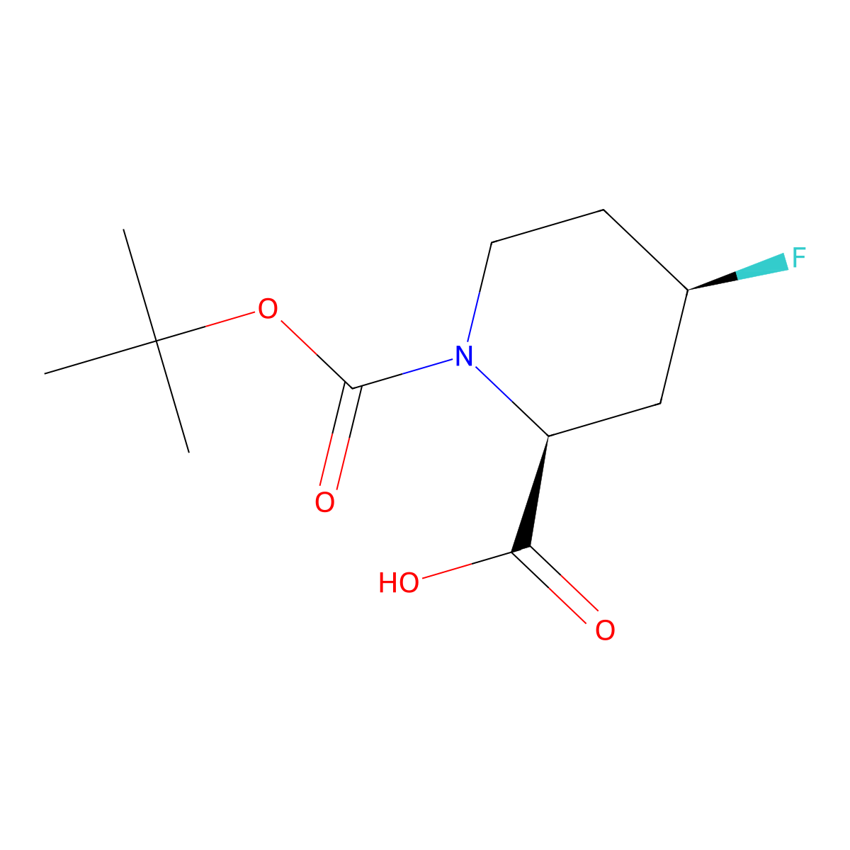 (2S,4R)-1-[(tert-butoxy)carbonyl]-4-fluoropiperidine-2-carboxylic acid molecular structure, CAS 2165861-24-3