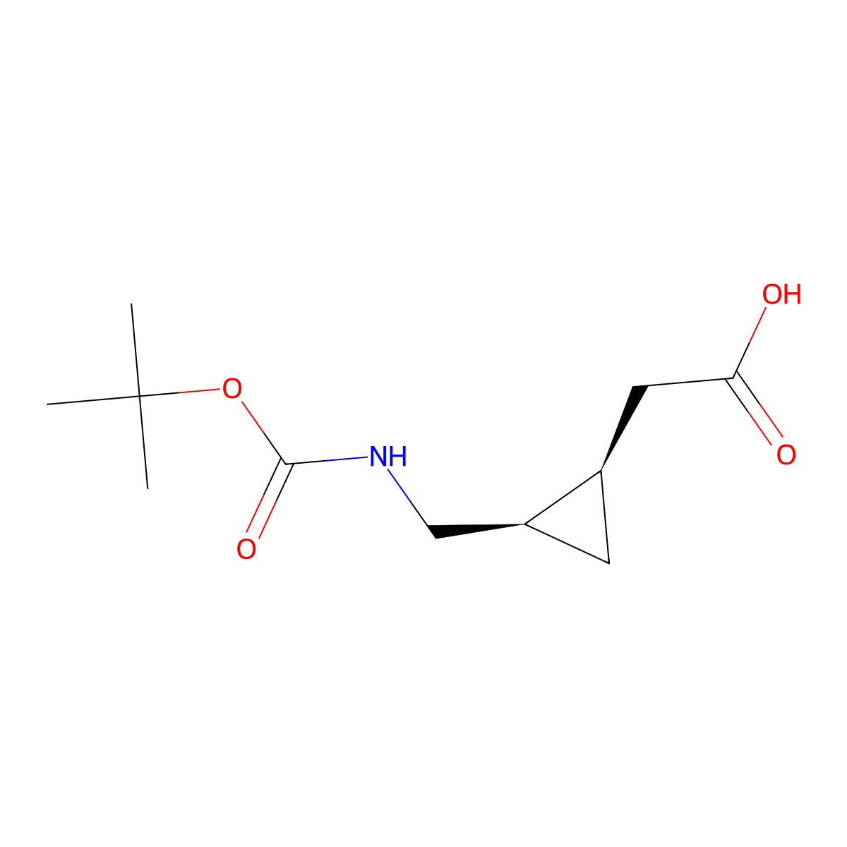 rac-2-[(1R,2R)-2-({[(tert-butoxy)carbonyl]amino}methyl)cyclopropyl]acetic acid molecular structure, CAS 2165861-28-7
