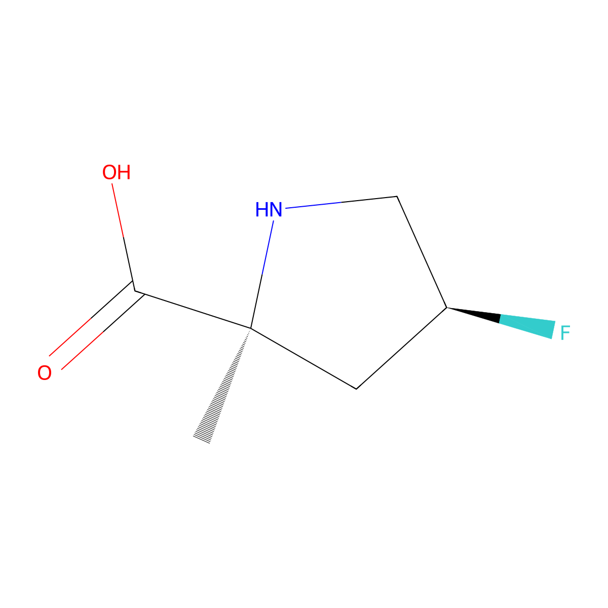 (2S,4S)-4-fluoro-2-methylpyrrolidine-2-carboxylic acid molecular structure, CAS 2165862-46-2