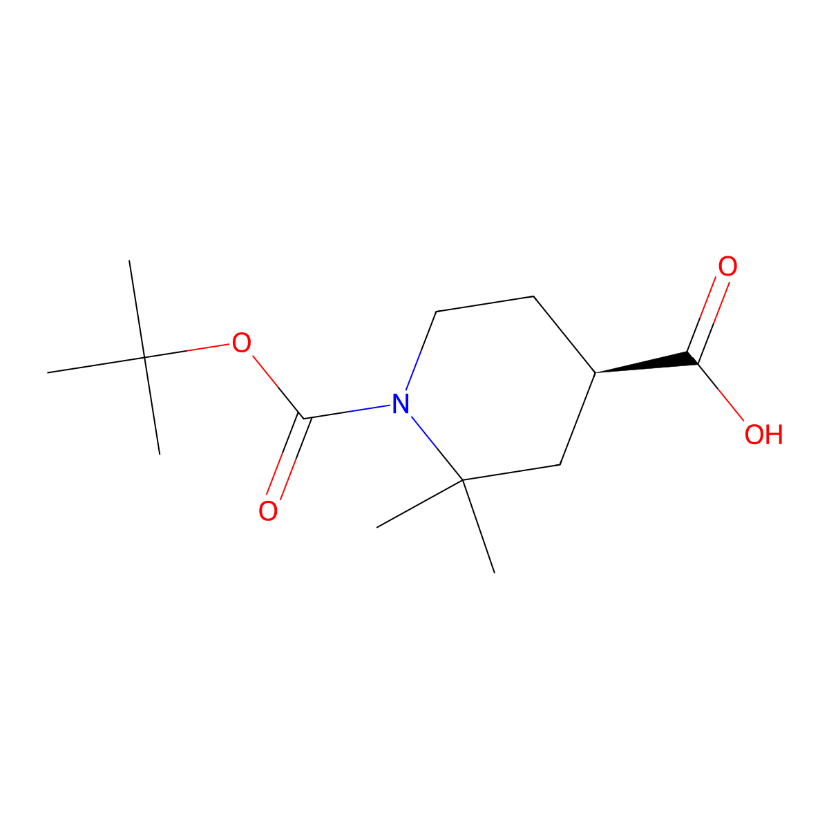 (R)-1-(tert-Butoxycarbonyl)-2,2-dimethylpiperidine-4-carboxylic acid molecular structure, CAS 2165879-05-8
