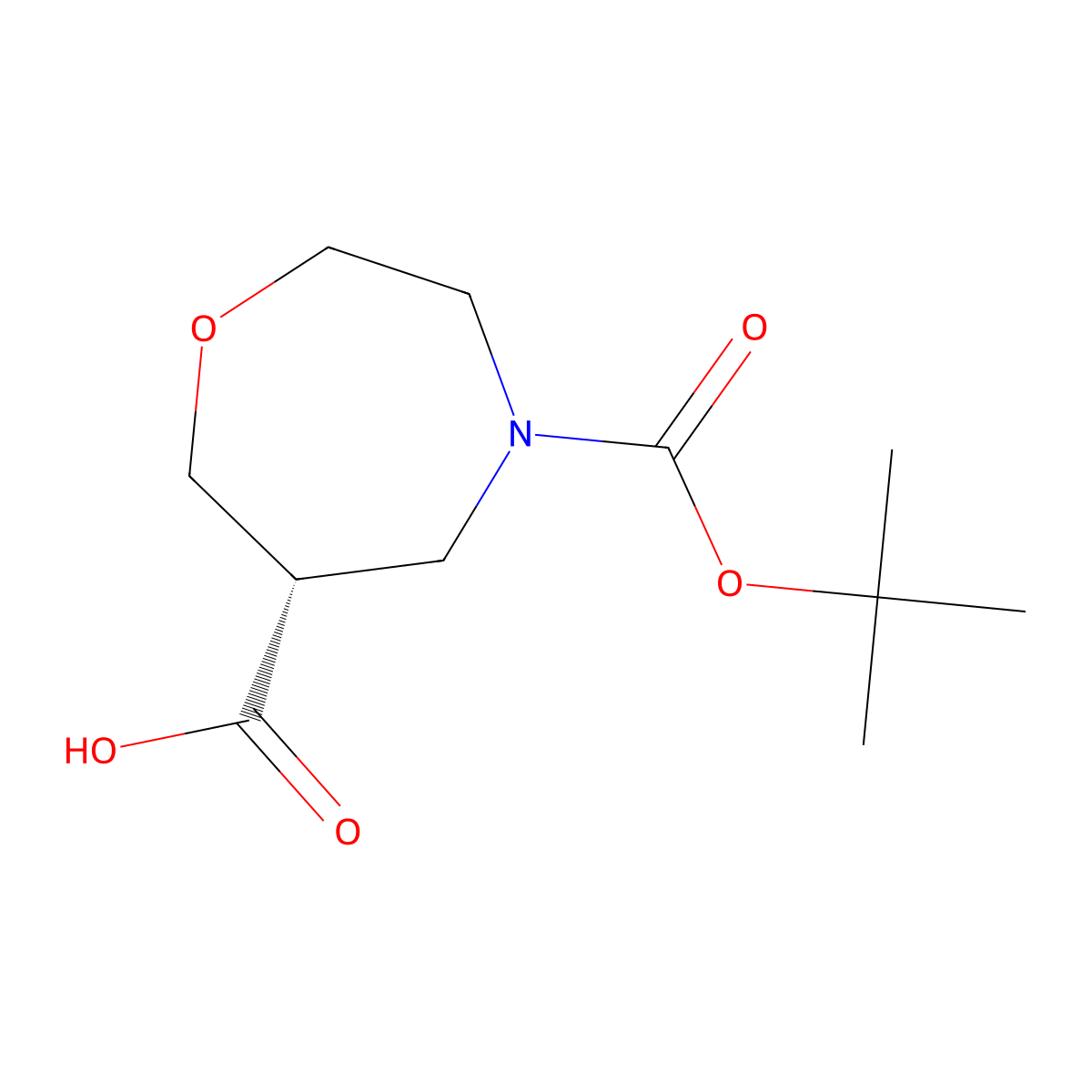 (6S)-4-tert-butoxycarbonyl-1,4-oxazepane-6-carboxylic acid molecular structure, CAS 2165883-65-6