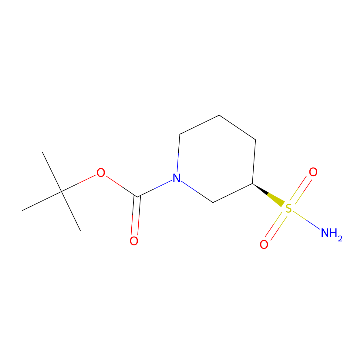 Tert-butyl (3R)-3-sulfamoylpiperidine-1-carboxylate molecular structure, CAS 2165895-40-7