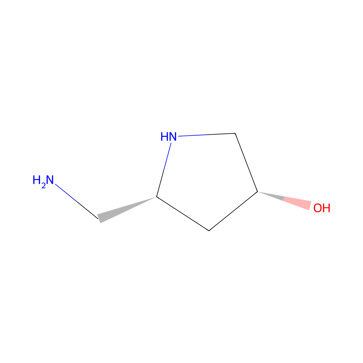 (3R,5R)-5-(aminomethyl)pyrrolidin-3-ol molecular structure, CAS 2165898-75-7