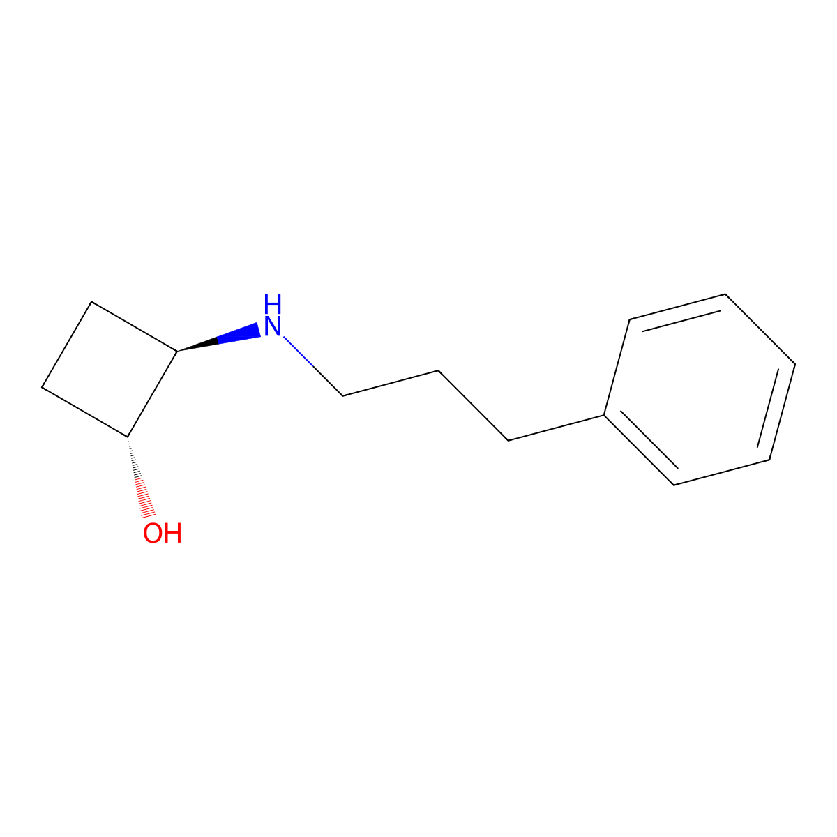 trans-2-[(3-Phenylpropyl)amino]cyclobutan-1-ol molecular structure, CAS 2165903-40-0