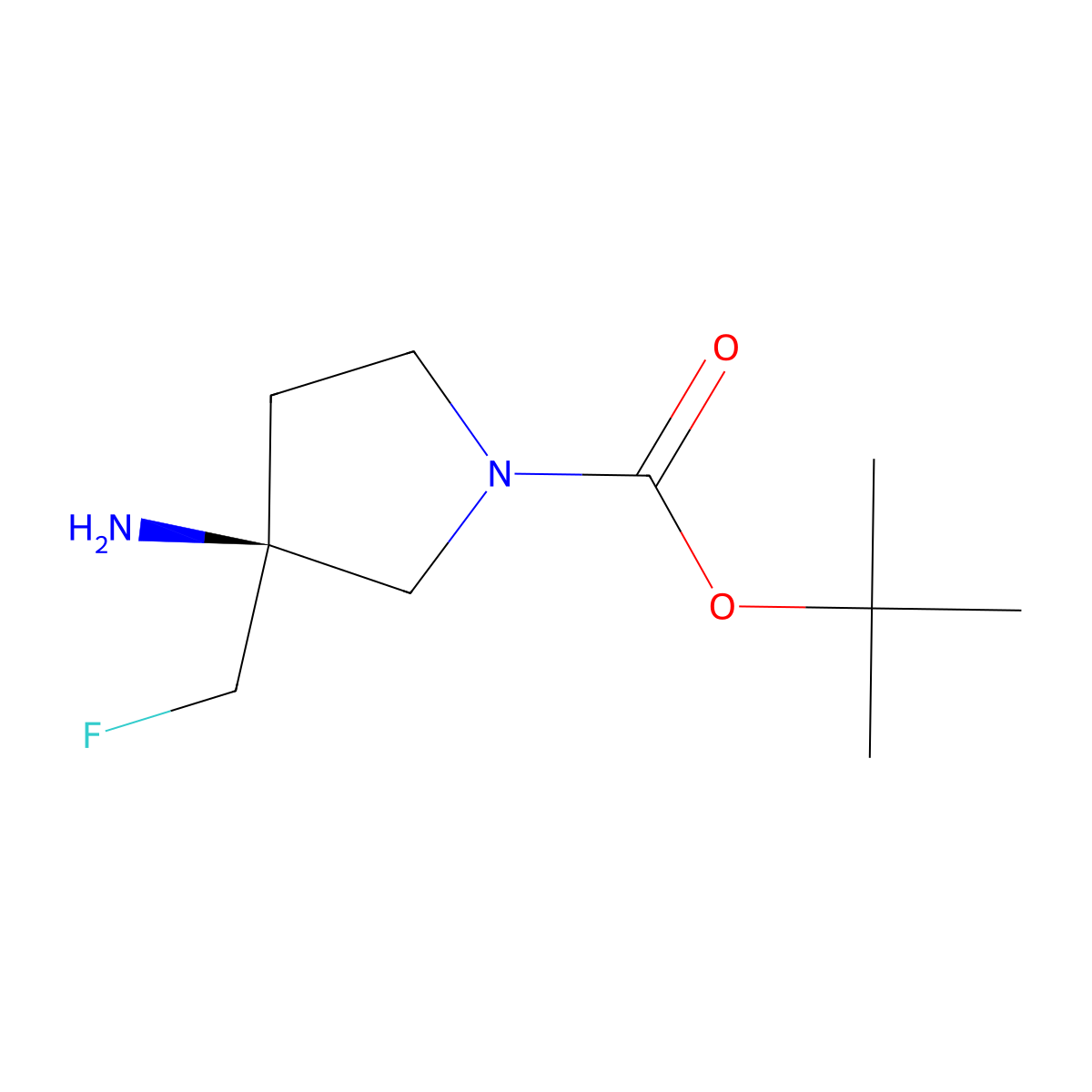 tert-Butyl (3S)-3-amino-3-(fluoromethyl)pyrrolidine-1-carboxylate molecular structure, CAS 2165904-02-7