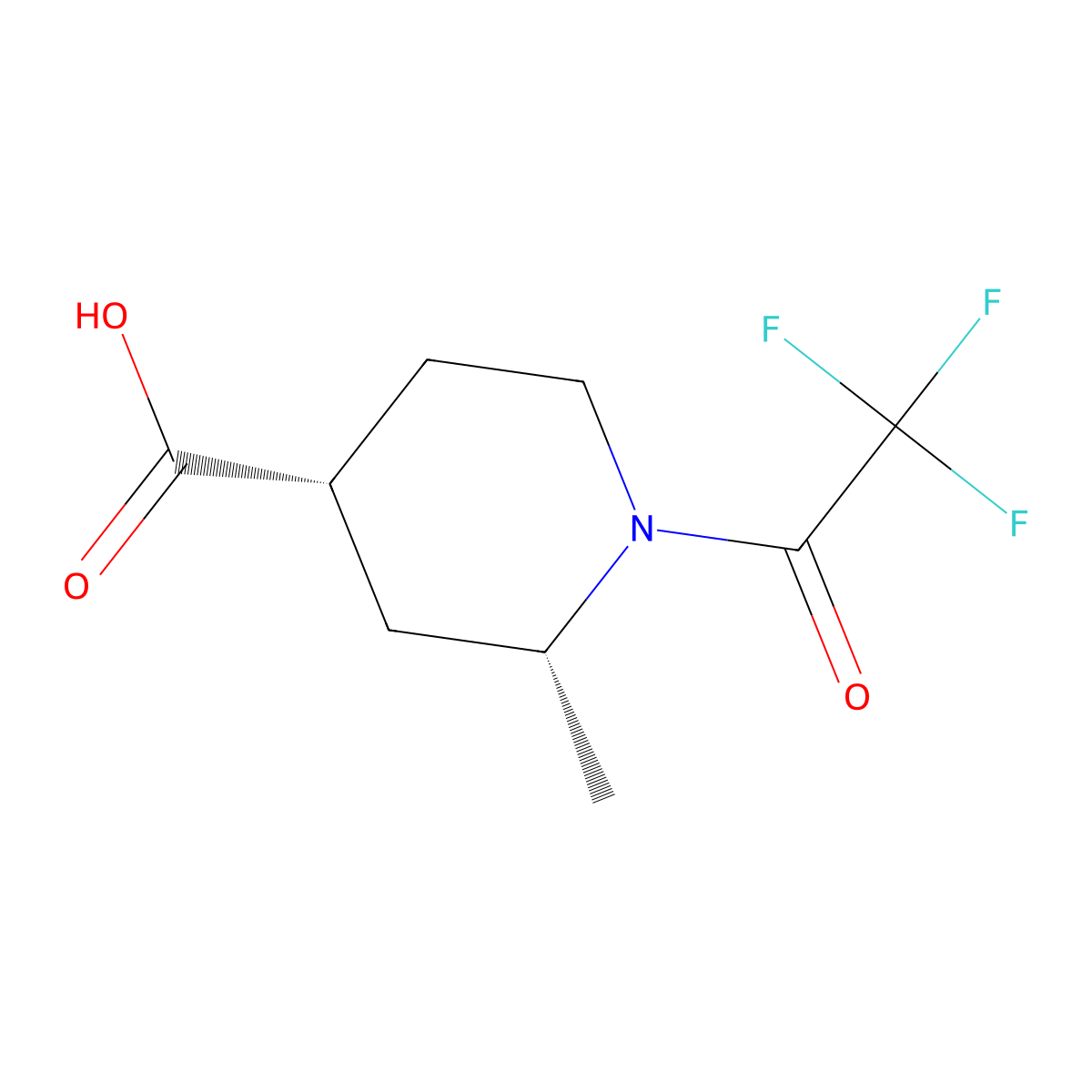 rac-(2R,4R)-2-methyl-1-(trifluoroacetyl)piperidine-4-carboxylic acid molecular structure, CAS 2165913-07-3