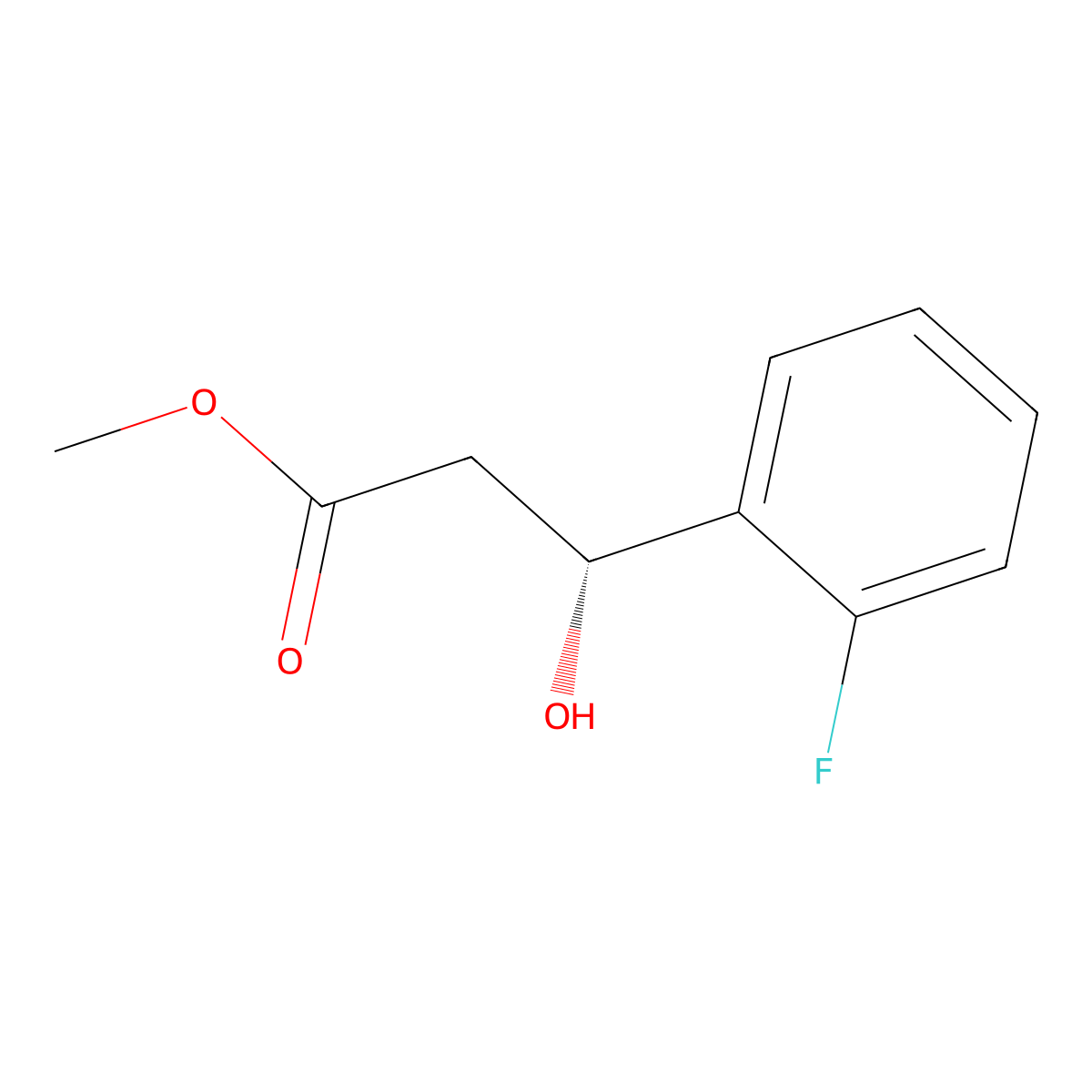 Methyl (r)-3-(2-fluorophenyl)-3-hydroxypropanoate molecular structure, CAS 2165927-51-3