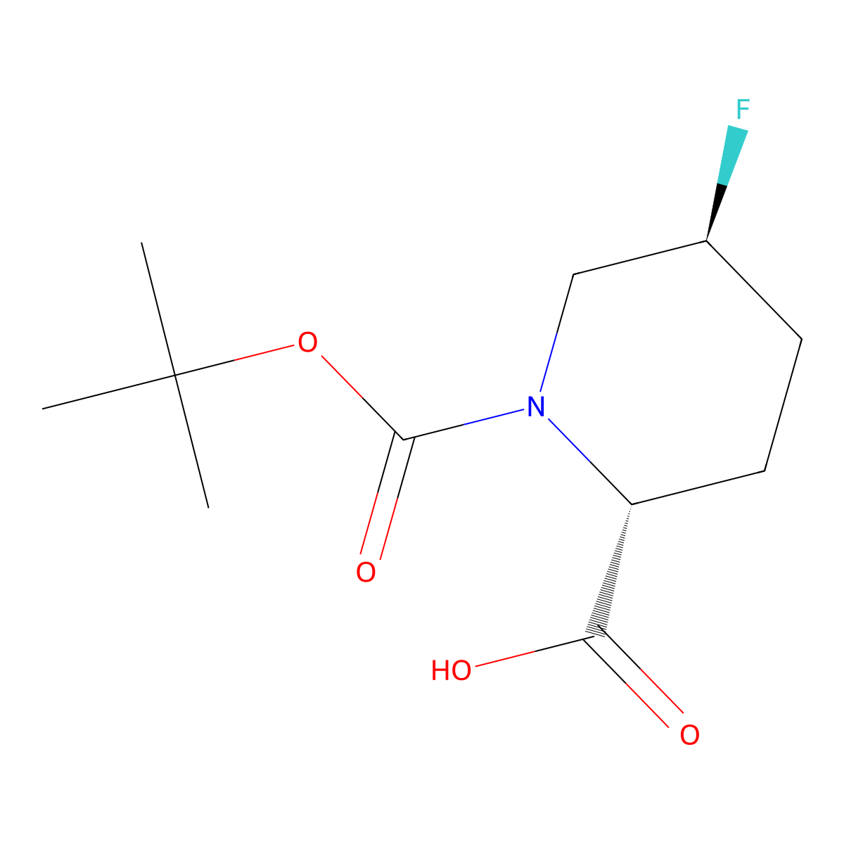 (2R,5S)-1-(Tert-butoxycarbonyl)-5-fluoropiperidine-2-carboxylic acid molecular structure, CAS 2165933-44-6