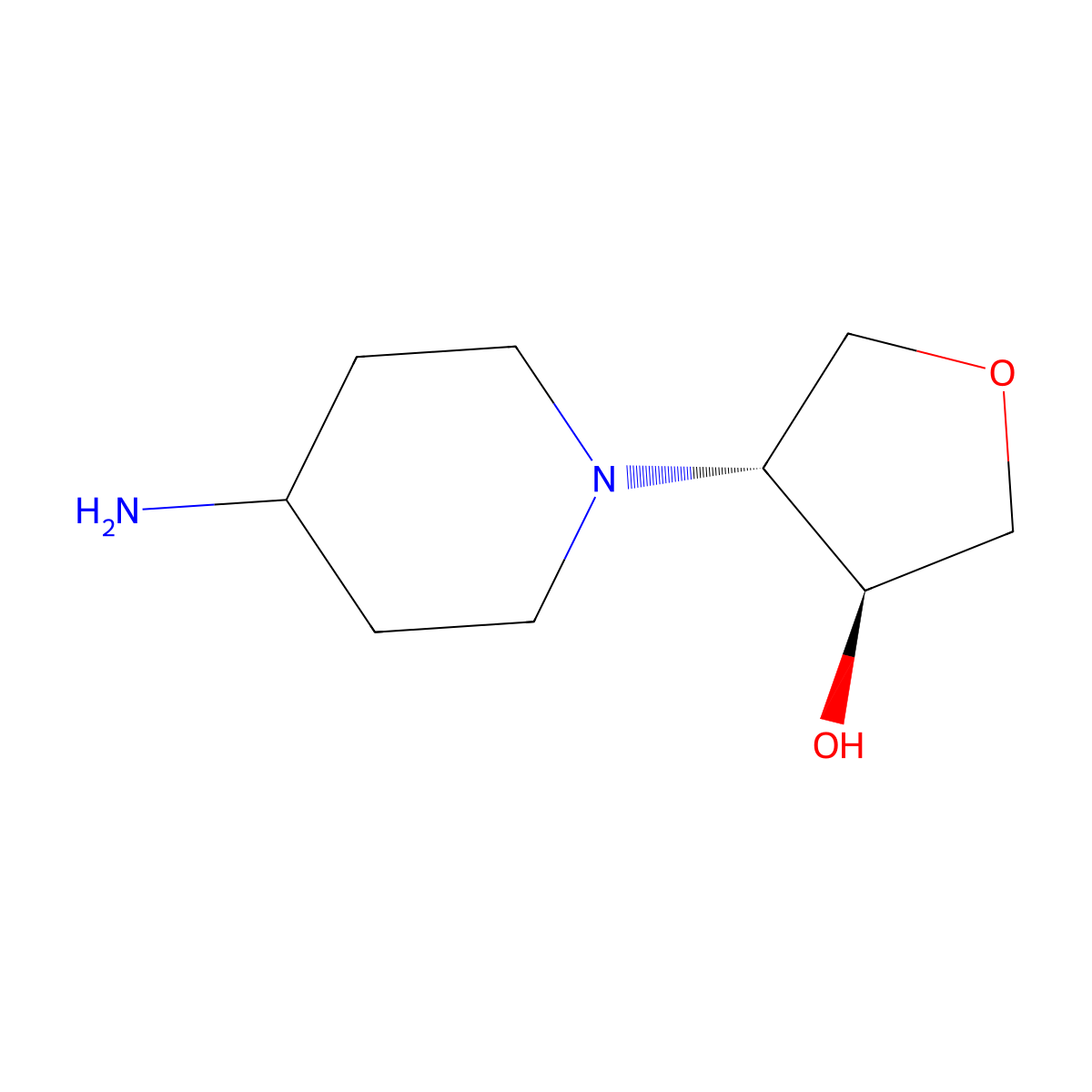 (3S,4R)-4-(4-aminopiperidin-1-yl)oxolan-3-ol molecular structure, CAS 2165941-16-0