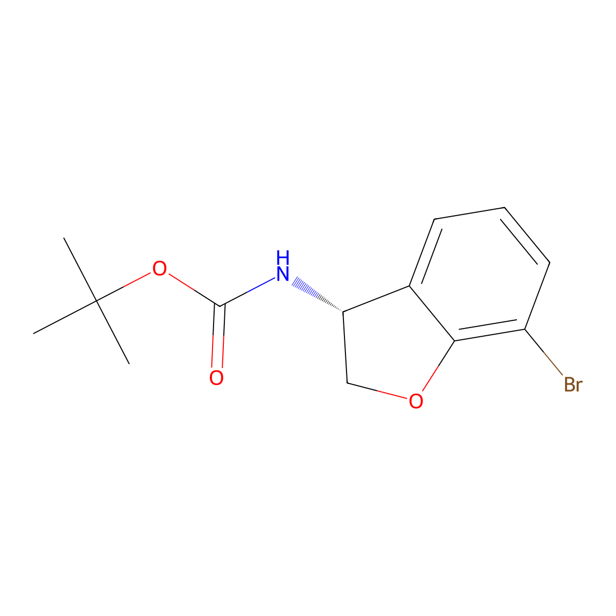 tert-butyl N-[(3R)-7-bromo-2,3-dihydro-1-benzofuran-3-yl]carbamate molecular structure, CAS 2165942-43-6