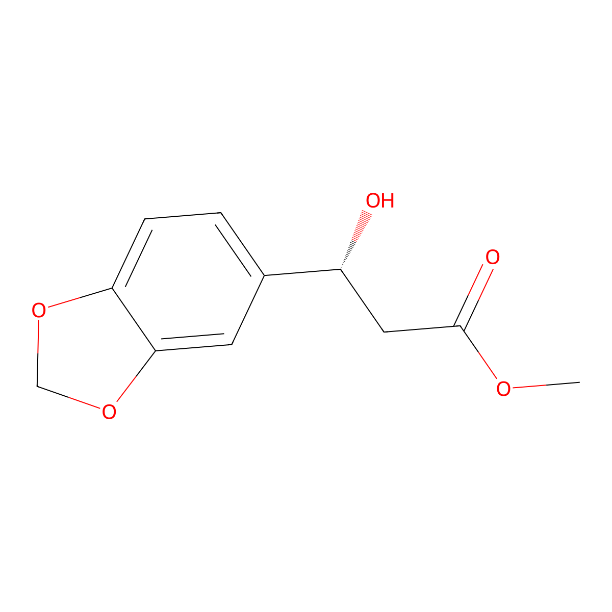 methyl (3R)-3-(1,3-dioxaindan-5-yl)-3-hydroxypropanoate molecular structure, CAS 2165944-76-1
