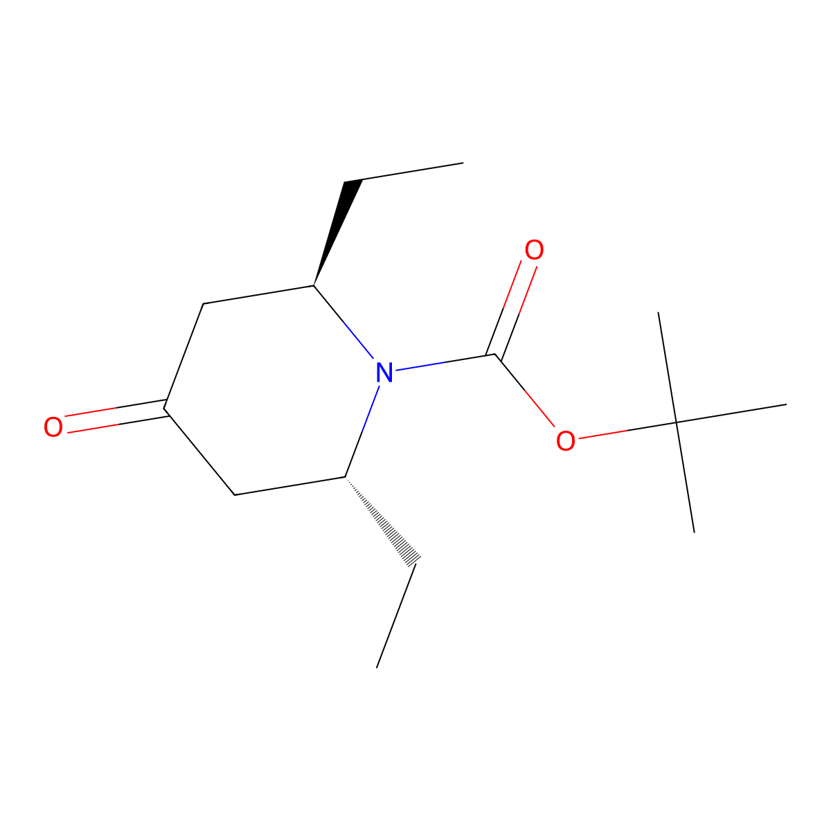(2R,6R)-2,6-Diethyl-4-oxo-piperidine-1-carboxylic acid tert-butyl ester molecular structure, CAS 2165945-89-9