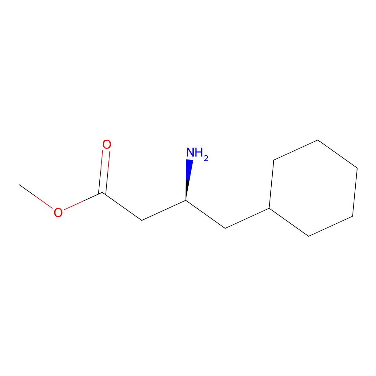 methyl (3S)-3-amino-4-cyclohexylbutanoate molecular structure, CAS 2165948-15-0