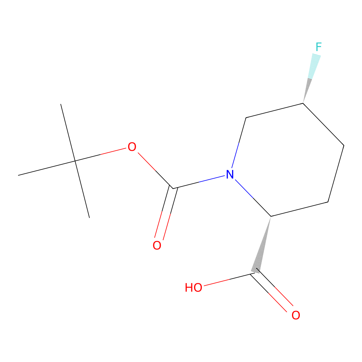 (2R,5R)-1-[(tert-Butoxy)carbonyl]-5-fluoropiperidine-2-carboxylic acid molecular structure, CAS 2165952-20-3