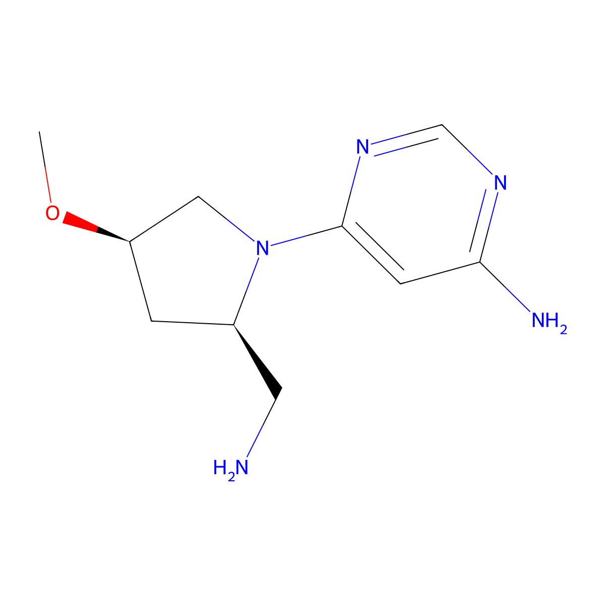 6-[(2R,4R)-2-(aminomethyl)-4-methoxypyrrolidin-1-yl]pyrimidin-4-amine molecular structure, CAS 2165956-74-9