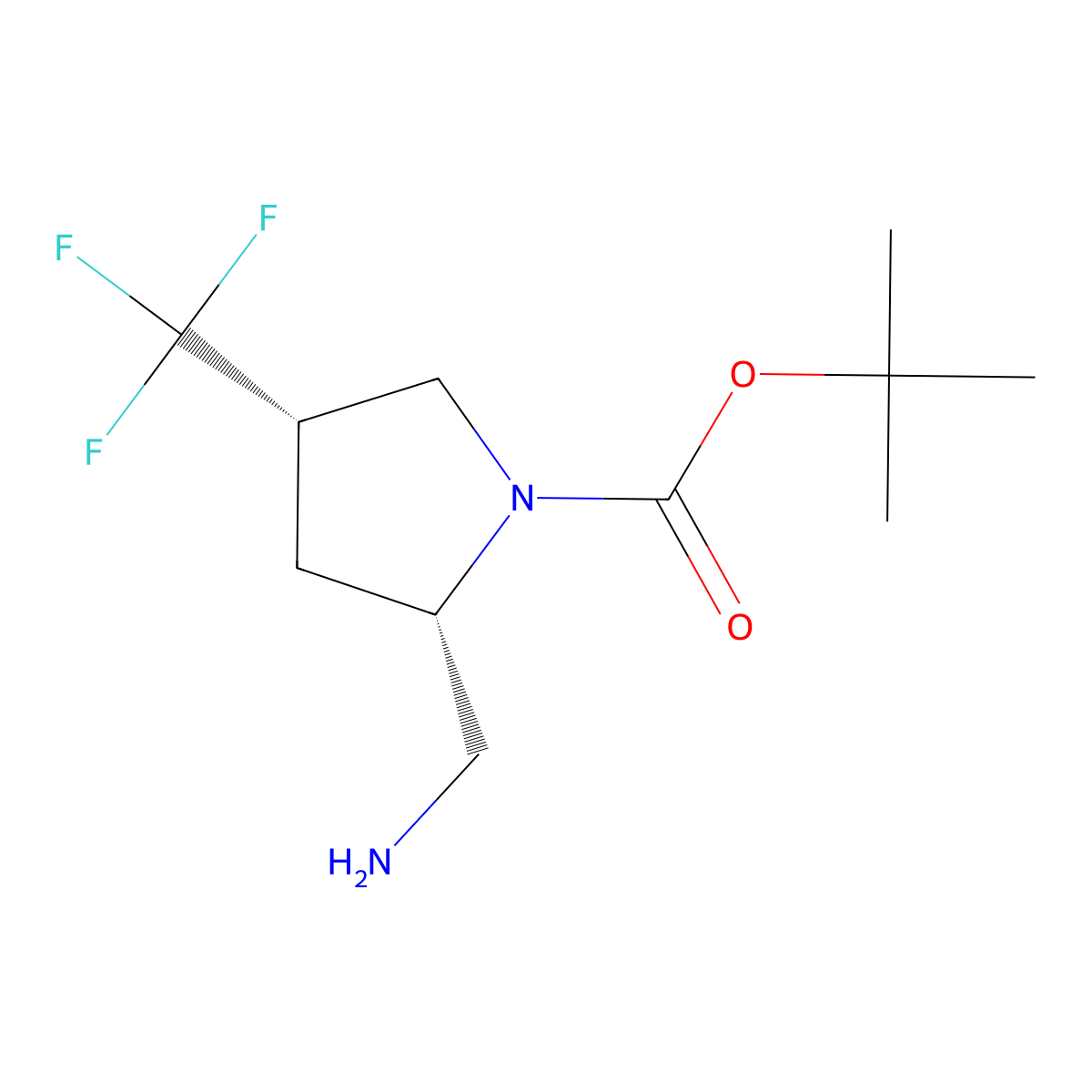 tert-Butyl (2S,4S)-2-(aminomethyl)-4-(trifluoromethyl)pyrrolidine-1-carboxylate molecular structure, CAS 2165957-32-2