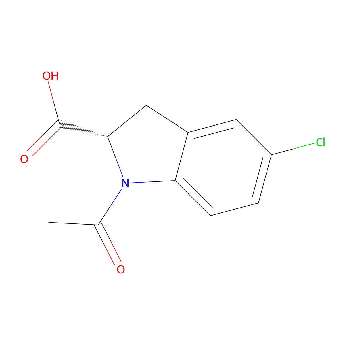 (2S)-1-acetyl-5-chloro-2,3-dihydro-1H-indole-2-carboxylic acid molecular structure, CAS 2165963-20-0