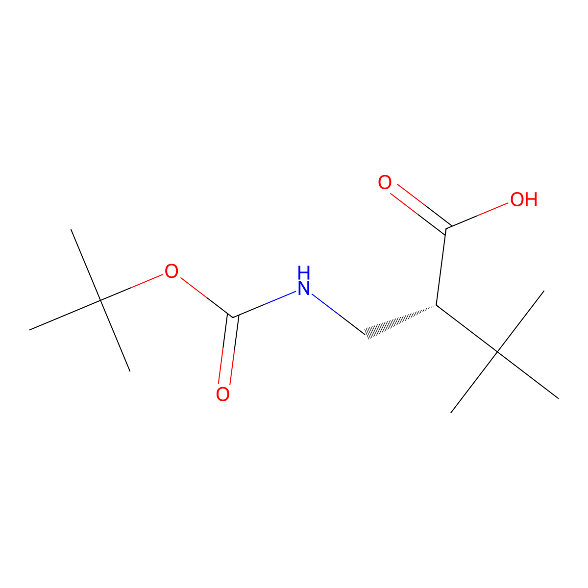 (R)-2-(((tert-Butoxycarbonyl)amino)methyl)-3,3-dimethylbutanoic acid molecular structure, CAS 2165969-30-0
