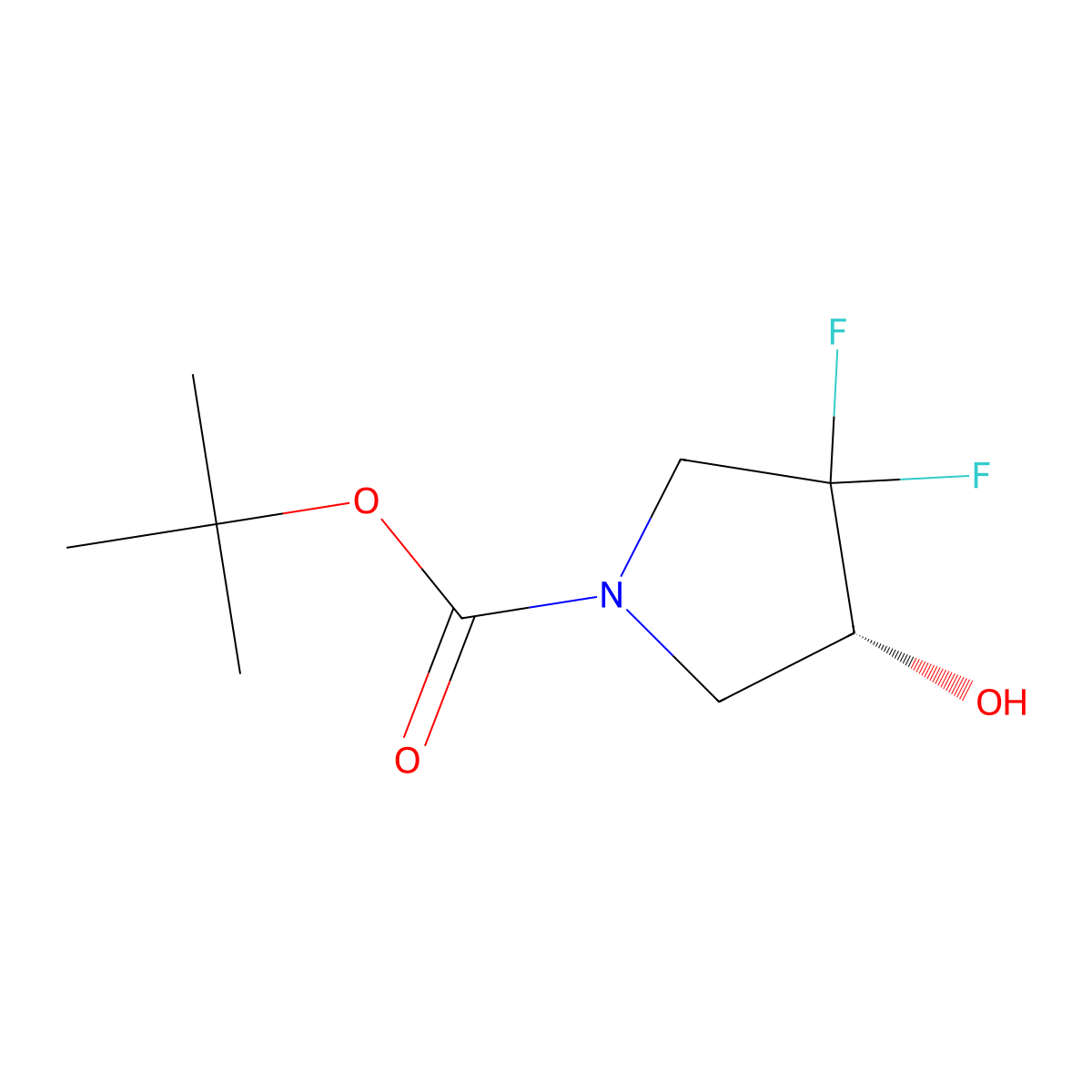 tert-Butyl (4R)-3,3-difluoro-4-hydroxypyrrolidine-1-carboxylate molecular structure, CAS 2165974-26-3