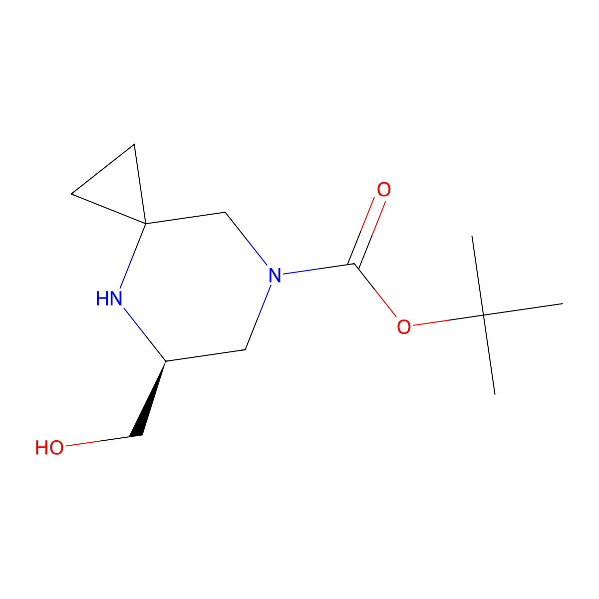 tert-butyl (5S)-5-(hydroxymethyl)-4,7-diazaspiro[2.5]octane-7-carboxylate molecular structure, CAS 2165979-32-6