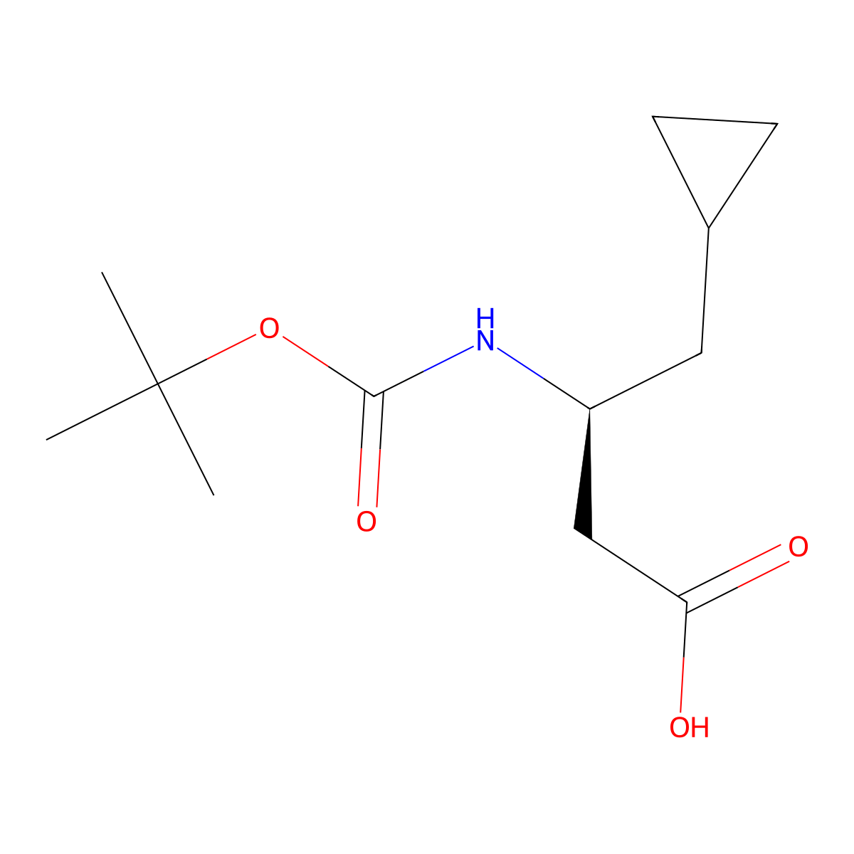 (3S)-3-{[(tert-butoxy)carbonyl]amino}-4-cyclopropylbutanoic acid molecular structure, CAS 2165984-16-5