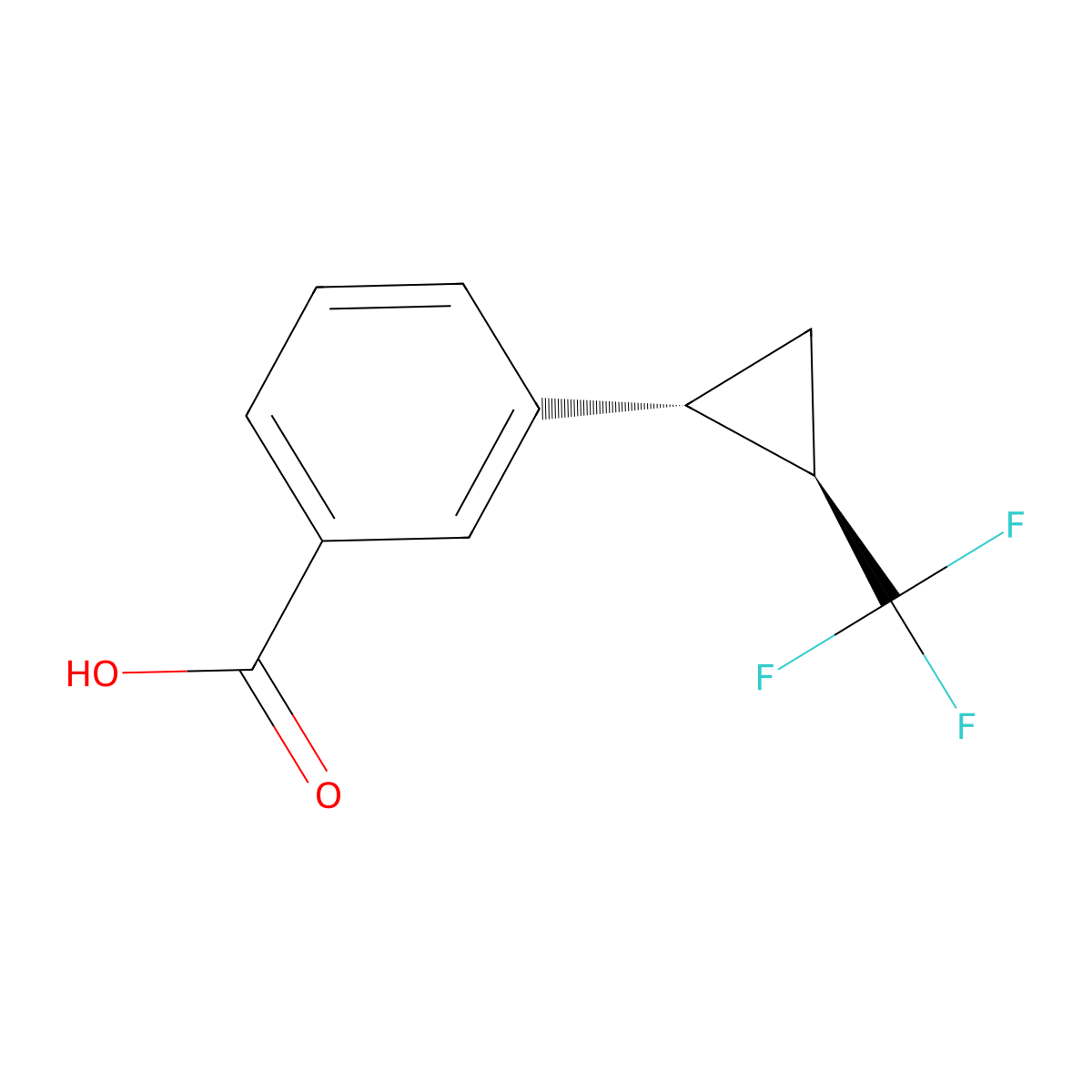 3-((1R,2R)-2-(Trifluoromethyl)cyclopropyl)benzoic acid molecular structure, CAS 2165984-81-4
