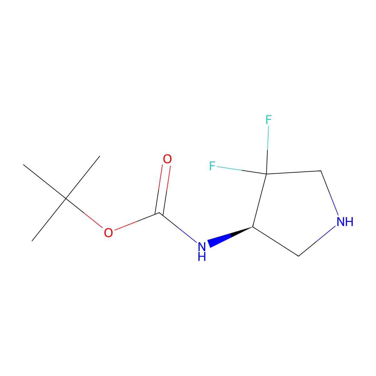 tert-Butyl N-[(3R)-4,4-difluoropyrrolidin-3-yl]carbamate molecular structure, CAS 2165991-49-9