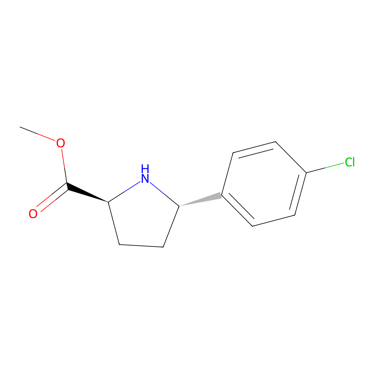 rac-methyl (2R,5R)-5-(4-chlorophenyl)pyrrolidine-2-carboxylate molecular structure, CAS 2165997-79-3