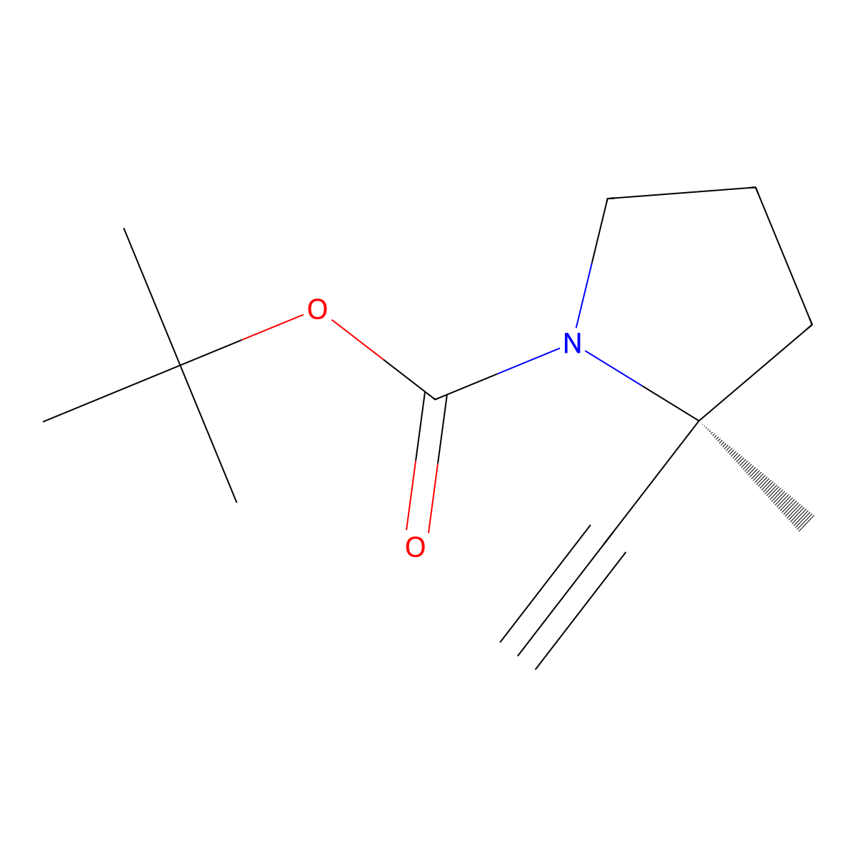 tert-butyl (2S)-2-ethynyl-2-methylpyrrolidine-1-carboxylate molecular structure, CAS 2165998-04-7
