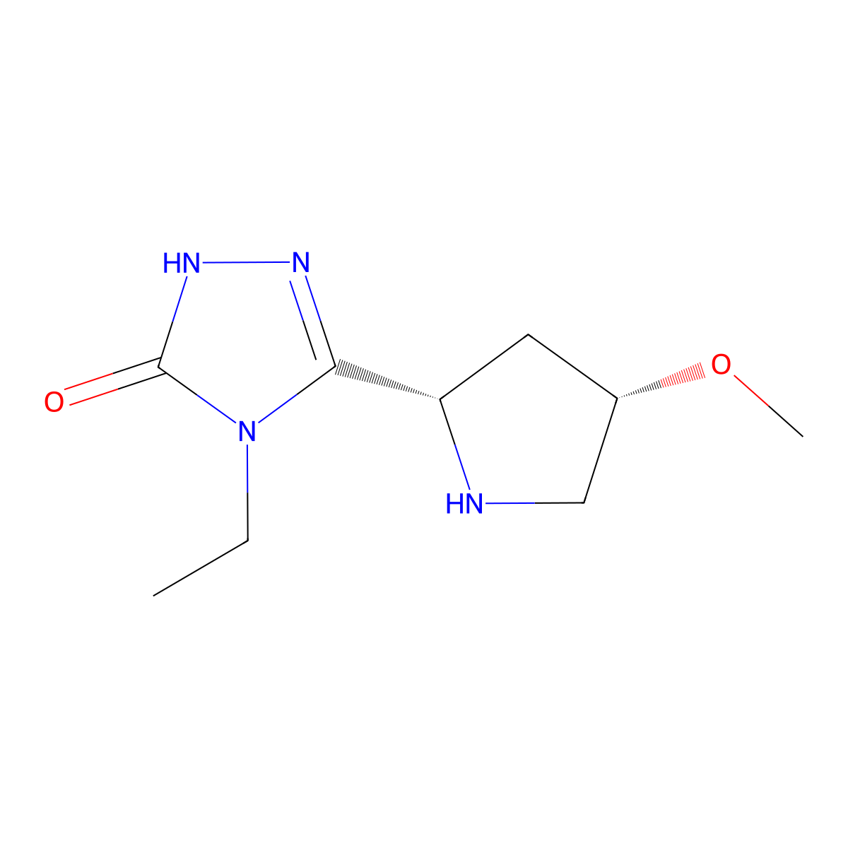 4-ethyl-3-[(2S,4S)-4-methoxypyrrolidin-2-yl]-4,5-dihydro-1H-1,2,4-triazol-5-one molecular structure, CAS 2166001-50-7
