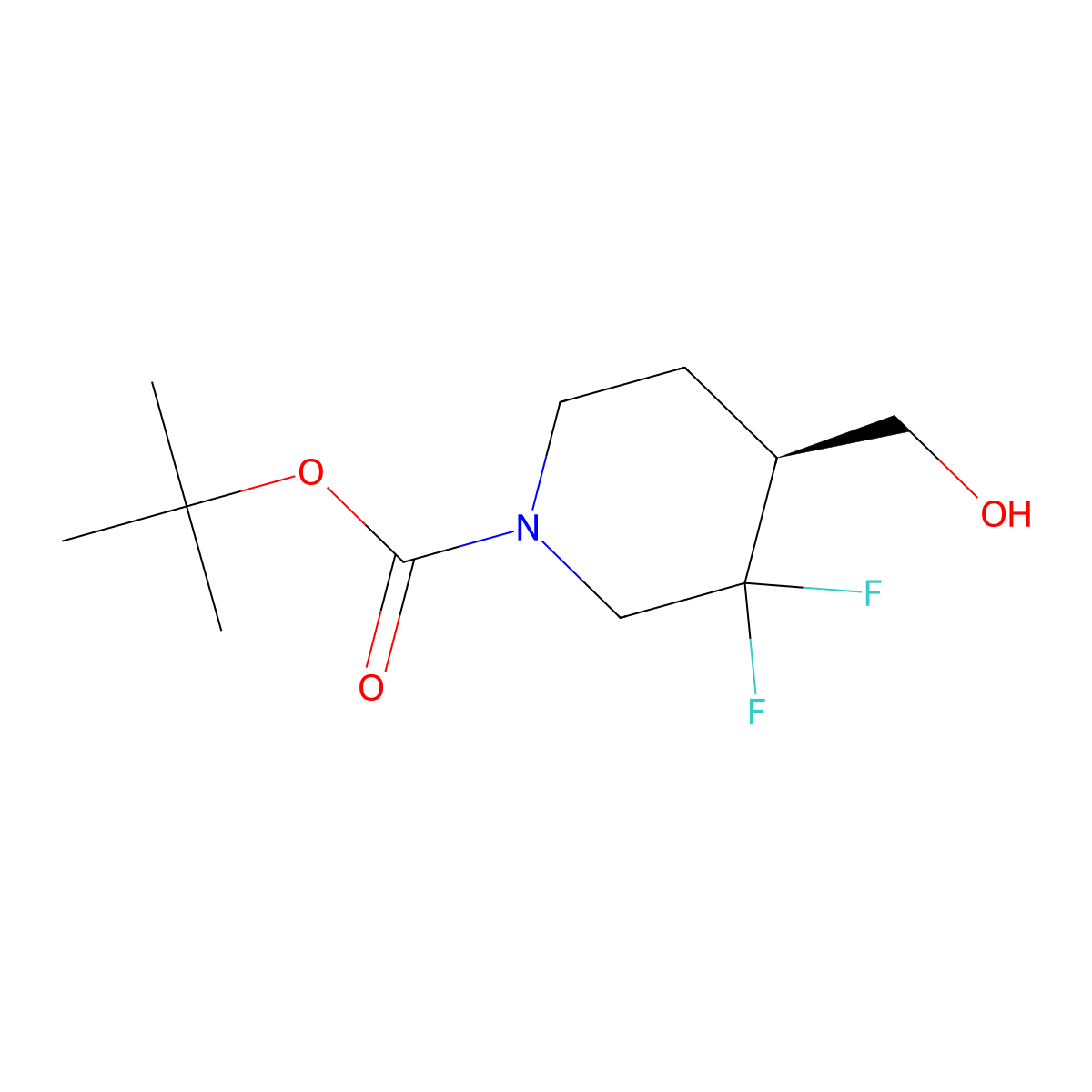 tert-Butyl (4S)-3,3-difluoro-4-(hydroxymethyl)piperidine-1-carboxylate molecular structure, CAS 2166006-24-0