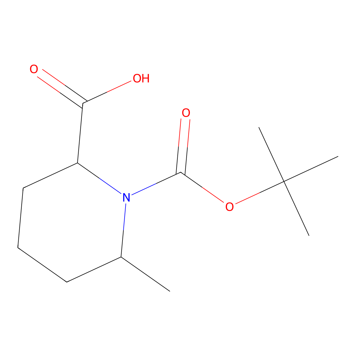 rac-(2R,6R)-1-[(tert-butoxy)carbonyl]-6-methylpiperidine-2-carboxylic acid molecular structure, CAS 2166006-41-1