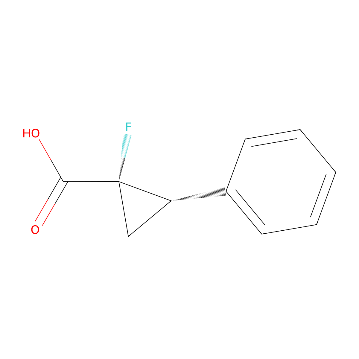 (1S,2S)-1-Fluoro-2-phenylcyclopropane-1-carboxylic acid molecular structure, CAS 2166041-45-6