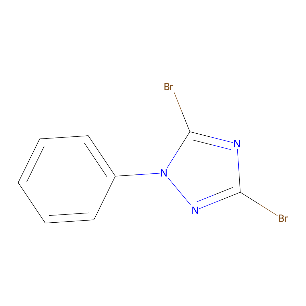 3,5-dibromo-1-phenyl-1H-1,2,4-triazole molecular structure, CAS 2166046-10-0