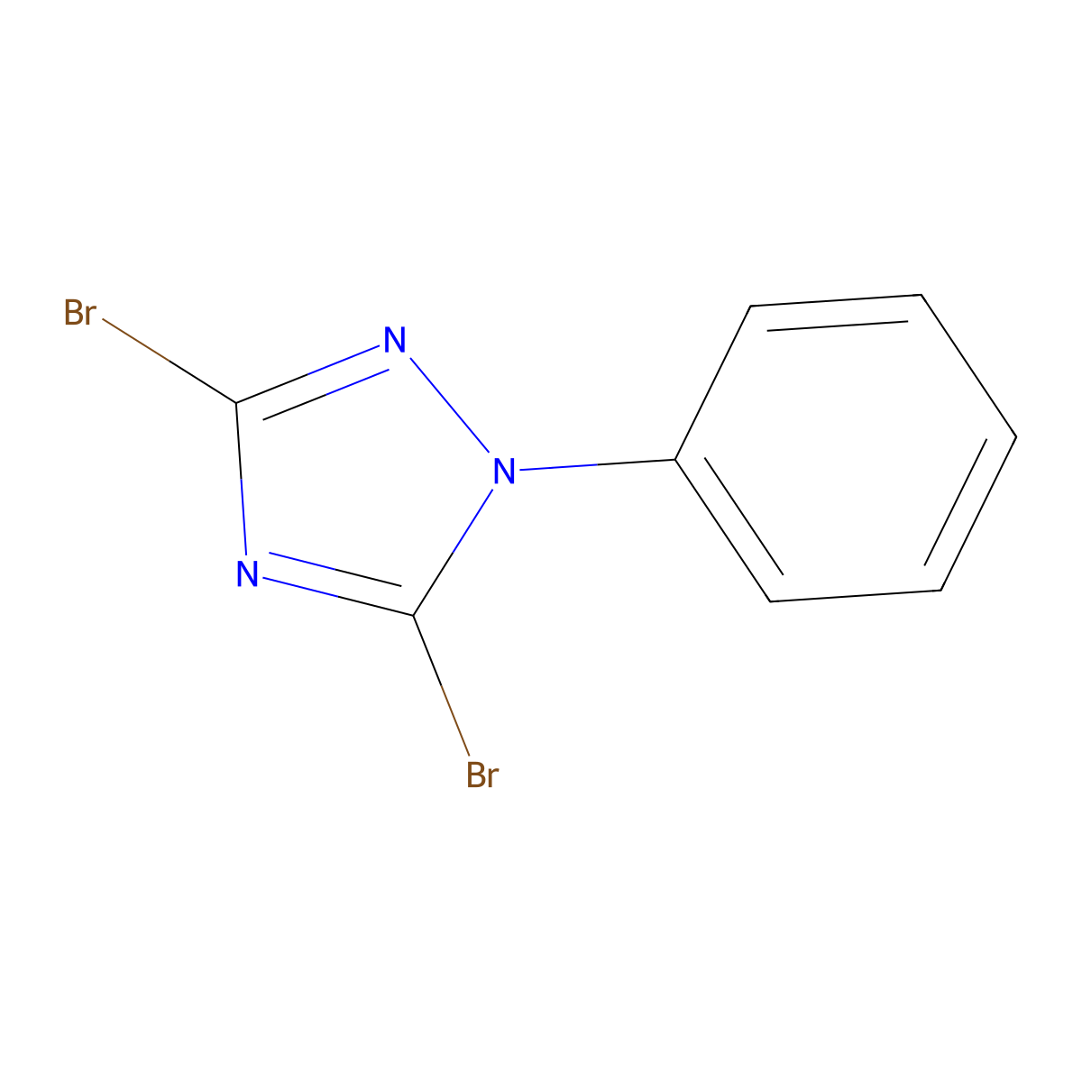 3,5-dibromo-1-phenyl-1H-1,2,4-triazole molecular structure, CAS 2166046-10-0