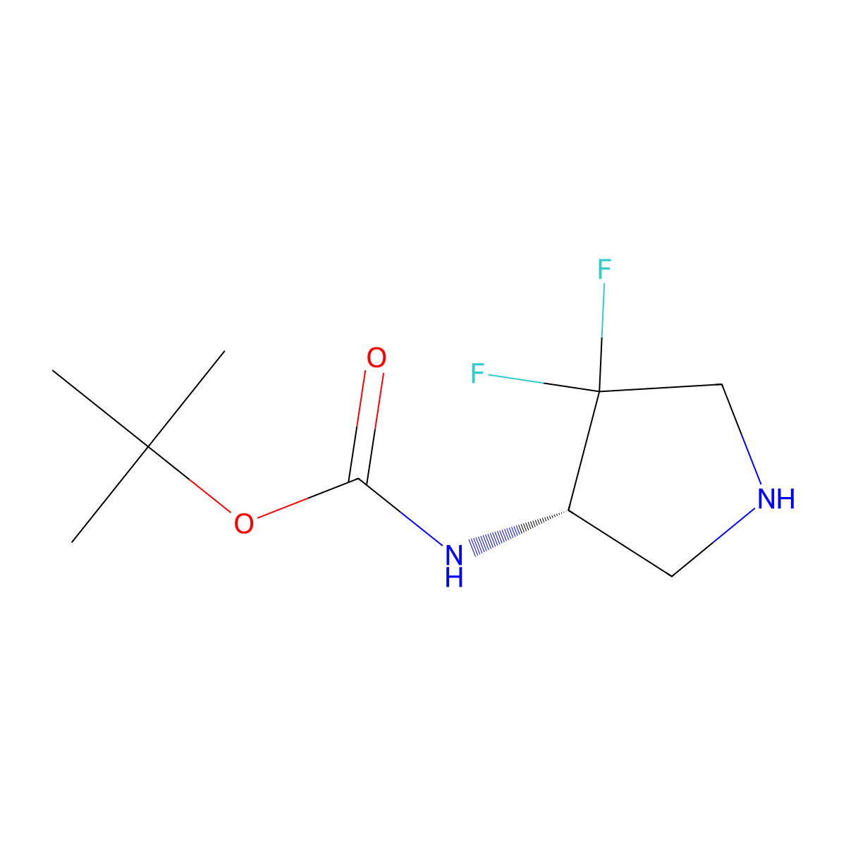 Tert-butyl (S)-(4,4-difluoropyrrolidin-3-YL)carbamate molecular structure, CAS 2166050-86-6