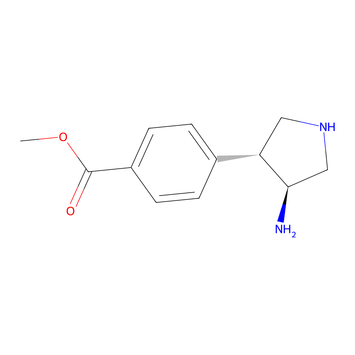 rac-methyl 4-[(3R,4S)-4-aminopyrrolidin-3-yl]benzoate molecular structure, CAS 2166076-93-1