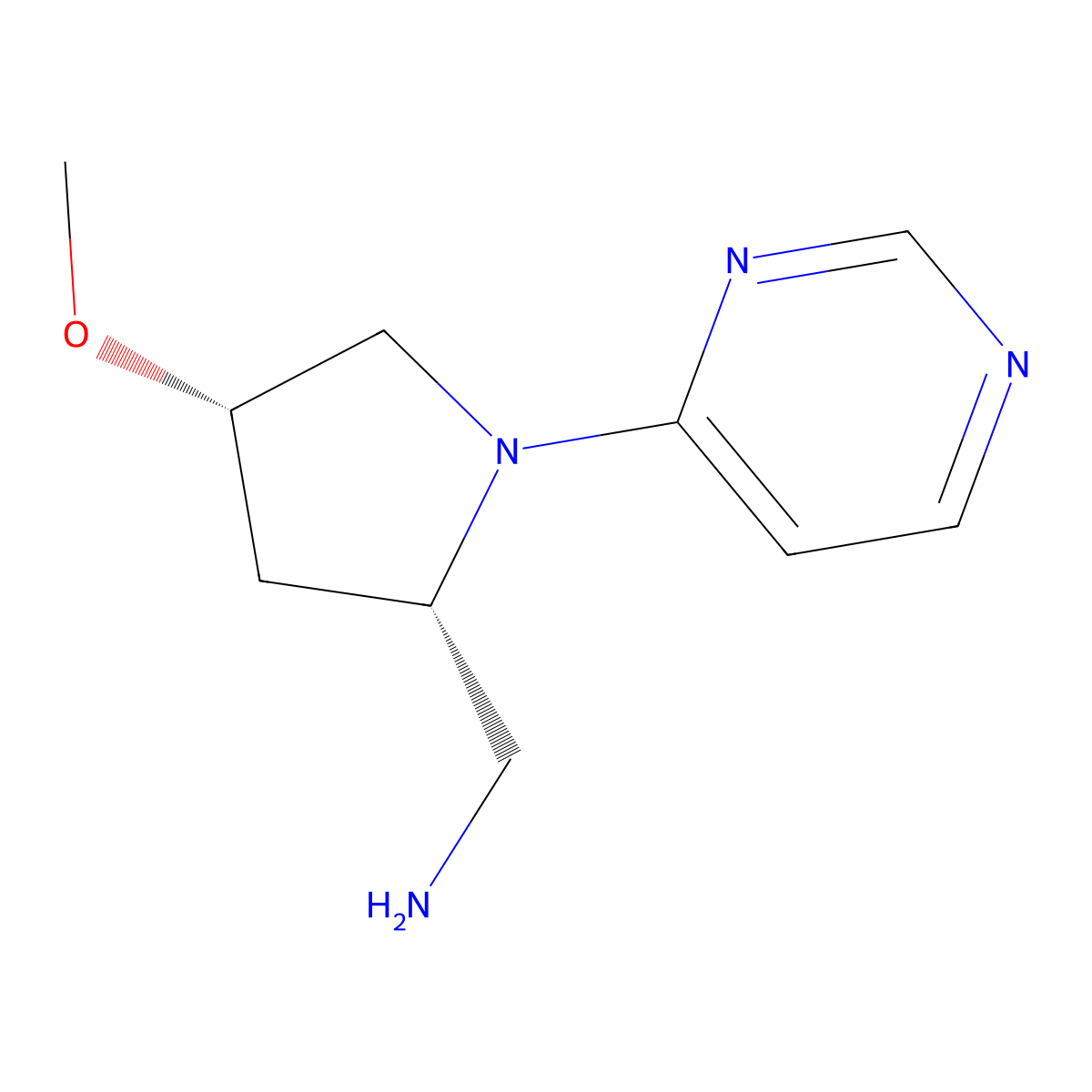 [(2S,4S)-4-methoxy-1-(pyrimidin-4-yl)pyrrolidin-2-yl]methanamine molecular structure, CAS 2166110-94-5