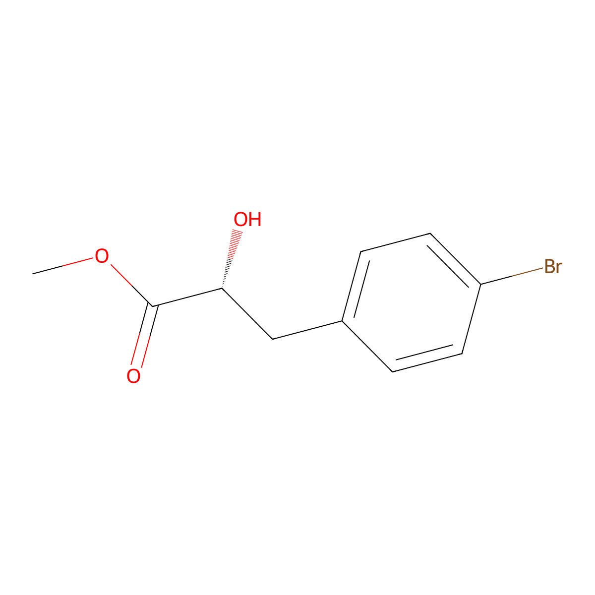 Benzenepropanoic acid, 4-bromo-alpha-hydroxy-, methyl ester, (alphaR)- molecular structure, CAS 2166118-09-6