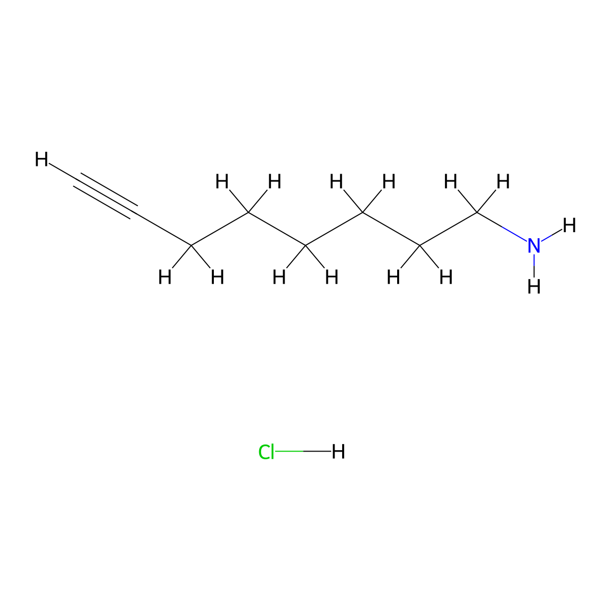 Oct-7-yn-1-amine hydrochloride molecular structure, CAS 2166164-92-5