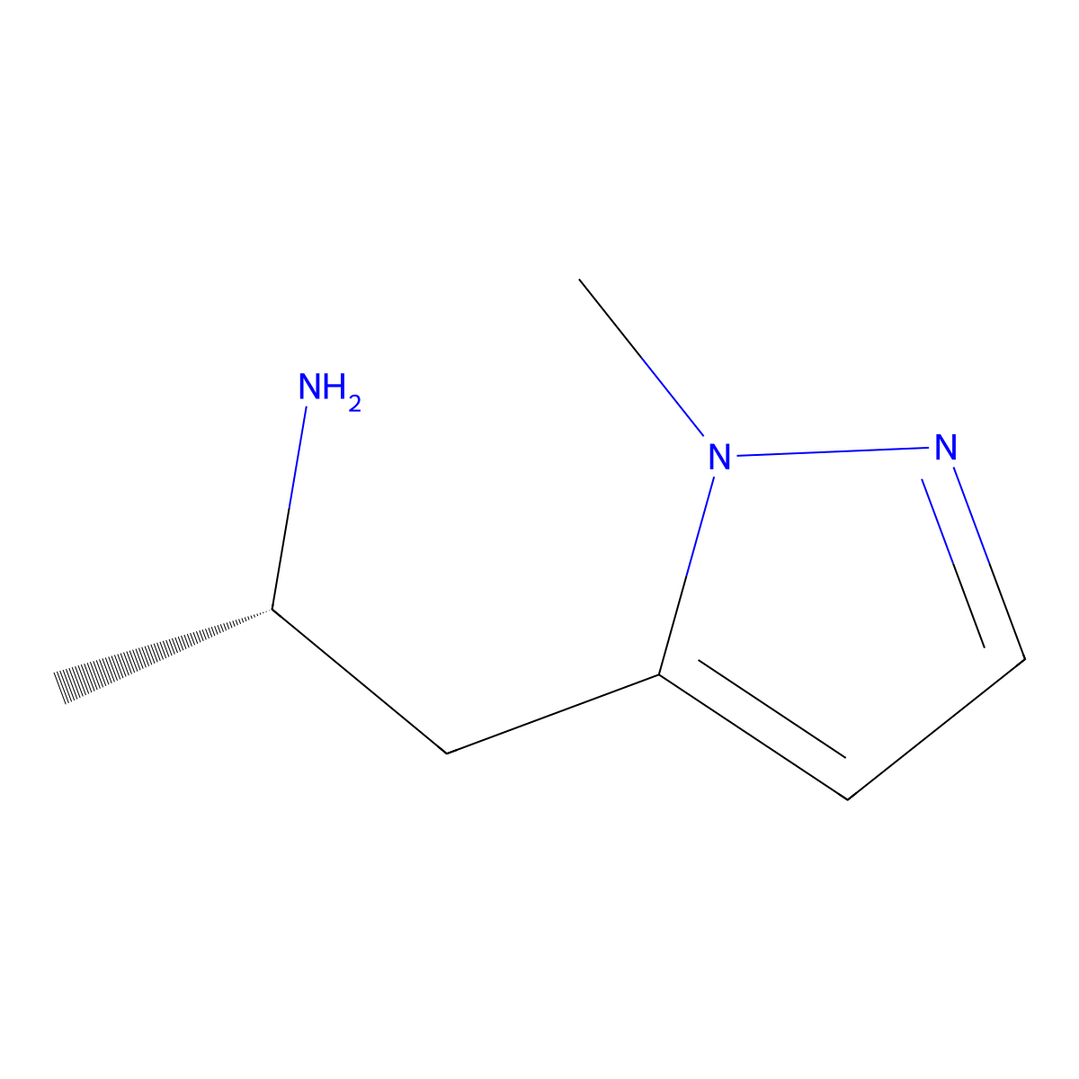 (S)-1-(1-methyl-1H-pyrazol-5-yl)propan-2-amine molecular structure, CAS 2166166-58-9